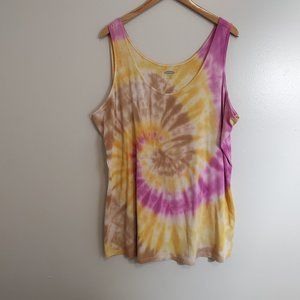 Old Navy Tie Dyed Ribbed First-Layer Tank Top Orange, Violet, and Brown 4X